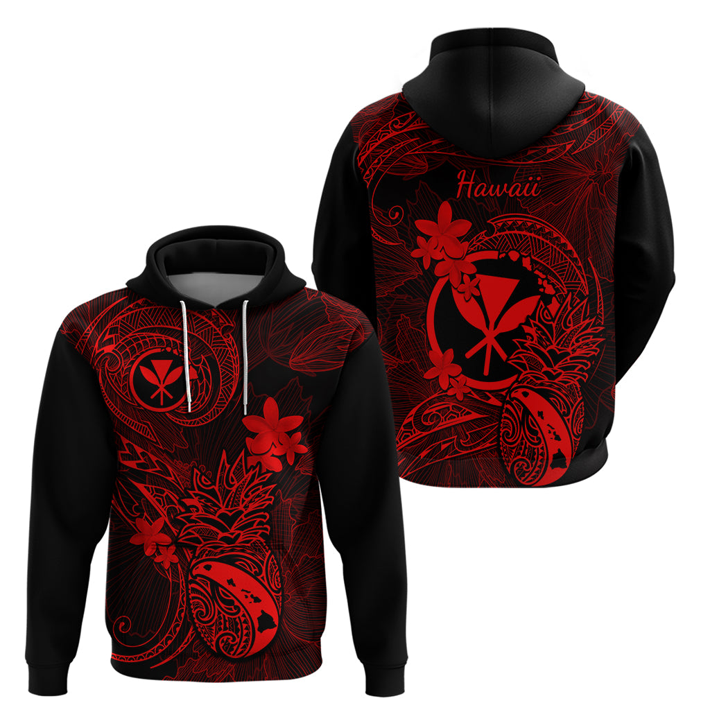 Hawaii Hoodie Pineapple Mix Polynesian Plumeria Red Version LT14 - Polynesian Pride