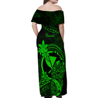 Hawaii Family Matching Off Shoulder Maxi Dress and Hawaiian Shirt Pineapple Mix Polynesian Plumeria Green Version LT14 - Polynesian Pride
