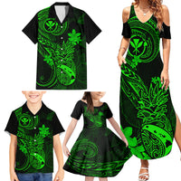 Hawaii Family Matching Summer Maxi Dress and Hawaiian Shirt Pineapple Mix Polynesian Plumeria Green Version LT14 - Polynesian Pride