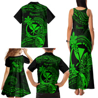 Hawaii Family Matching Tank Maxi Dress and Hawaiian Shirt Pineapple Mix Polynesian Plumeria Green Version LT14 - Polynesian Pride