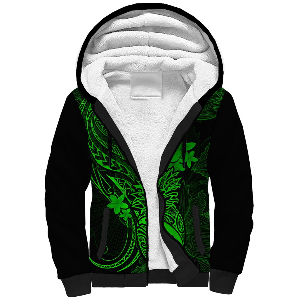 hawaii-sherpa-hoodie-pineapple-mix-polynesian-plumeria-green-version