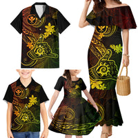 Hawaii Family Matching Mermaid Dress and Hawaiian Shirt Shaka Tattoo Mix Polynesian Plumeria Reggae Version LT14 - Polynesian Pride
