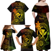 Hawaii Family Matching Off Shoulder Maxi Dress and Hawaiian Shirt Shaka Tattoo Mix Polynesian Plumeria Reggae Version LT14 - Polynesian Pride