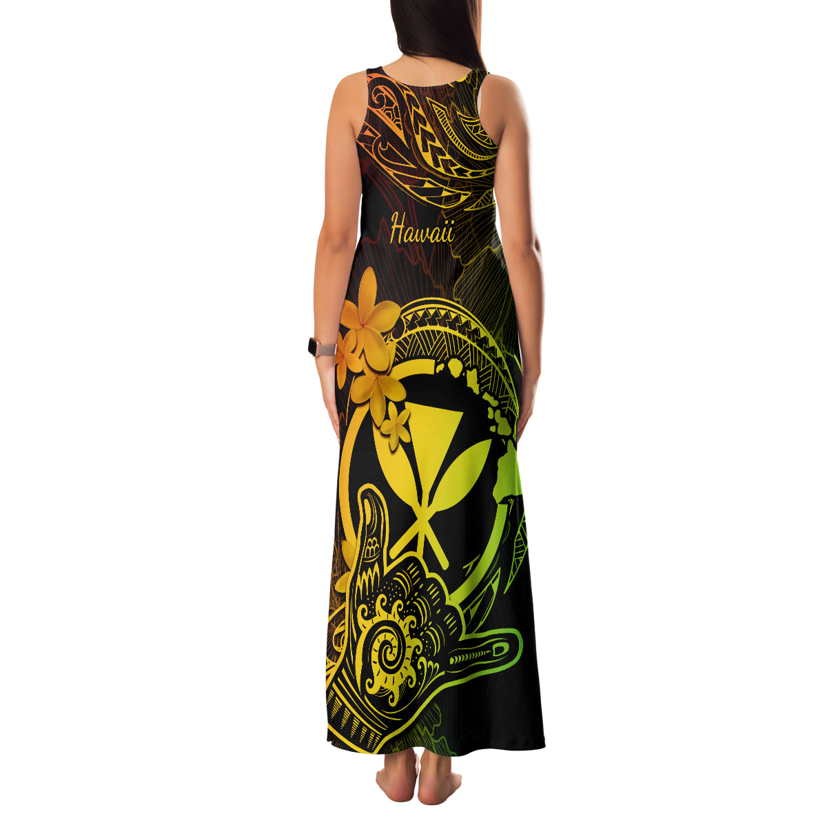 Hawaii Family Matching Tank Maxi Dress and Hawaiian Shirt Shaka Tattoo Mix Polynesian Plumeria Reggae Version LT14 - Polynesian Pride