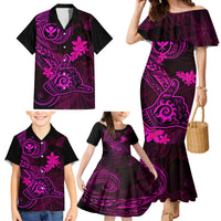 Hawaii Family Matching Mermaid Dress and Hawaiian Shirt Shaka Tattoo Mix Polynesian Plumeria Pink Version LT14 - Polynesian Pride