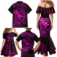 Hawaii Family Matching Mermaid Dress and Hawaiian Shirt Shaka Tattoo Mix Polynesian Plumeria Pink Version LT14 - Polynesian Pride