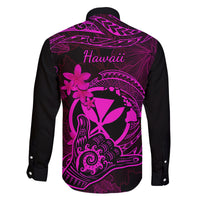 Hawaii Family Matching Off Shoulder Short Dress and Hawaiian Shirt Shaka Tattoo Mix Polynesian Plumeria Pink Version LT14 - Polynesian Pride