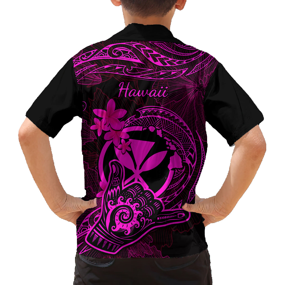 Hawaii Family Matching Tank Maxi Dress and Hawaiian Shirt Shaka Tattoo Mix Polynesian Plumeria Pink Version LT14 - Polynesian Pride