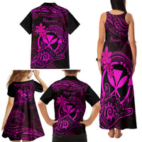 Hawaii Family Matching Tank Maxi Dress and Hawaiian Shirt Shaka Tattoo Mix Polynesian Plumeria Pink Version LT14 - Polynesian Pride