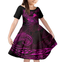 hawaii-kid-short-sleeve-dress-shaka-tattoo-mix-polynesian-plumeria-pink-version