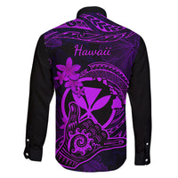 Hawaii Family Matching Off Shoulder Maxi Dress and Hawaiian Shirt Shaka Tattoo Mix Polynesian Plumeria Purple Version LT14 - Polynesian Pride