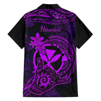 Hawaii Family Matching Off Shoulder Short Dress and Hawaiian Shirt Shaka Tattoo Mix Polynesian Plumeria Purple Version LT14 - Polynesian Pride