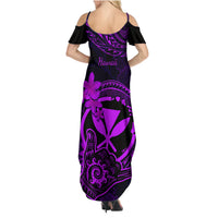 Hawaii Family Matching Summer Maxi Dress and Hawaiian Shirt Shaka Tattoo Mix Polynesian Plumeria Purple Version LT14 - Polynesian Pride