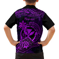 Hawaii Family Matching Summer Maxi Dress and Hawaiian Shirt Shaka Tattoo Mix Polynesian Plumeria Purple Version LT14 - Polynesian Pride