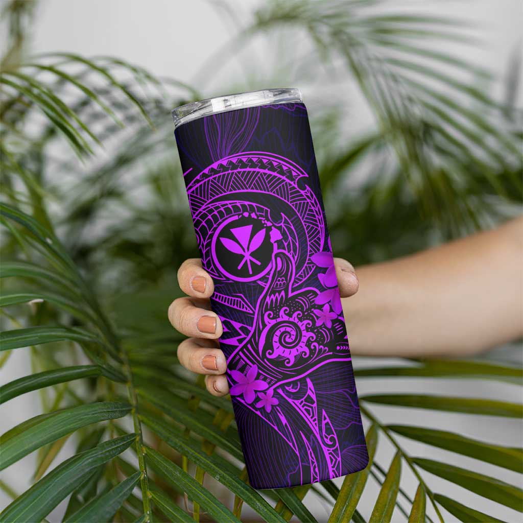 Hawaii Skinny Tumbler Shaka Tattoo Mix Polynesian Plumeria Purple Version LT14 - Polynesian Pride