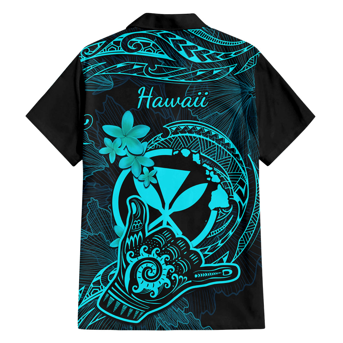Hawaii Family Matching Off Shoulder Maxi Dress and Hawaiian Shirt Shaka Tattoo Mix Polynesian Plumeria Turquoise Version LT14 - Polynesian Pride