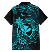 Hawaii Family Matching Short Sleeve Bodycon Dress and Hawaiian Shirt Shaka Tattoo Mix Polynesian Plumeria Turquoise Version LT14 - Polynesian Pride