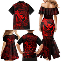 Hawaii Family Matching Mermaid Dress and Hawaiian Shirt Shaka Tattoo Mix Polynesian Plumeria Red Version LT14 - Polynesian Pride