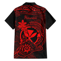 Hawaii Family Matching Off Shoulder Long Sleeve Dress and Hawaiian Shirt Shaka Tattoo Mix Polynesian Plumeria Red Version LT14 - Polynesian Pride