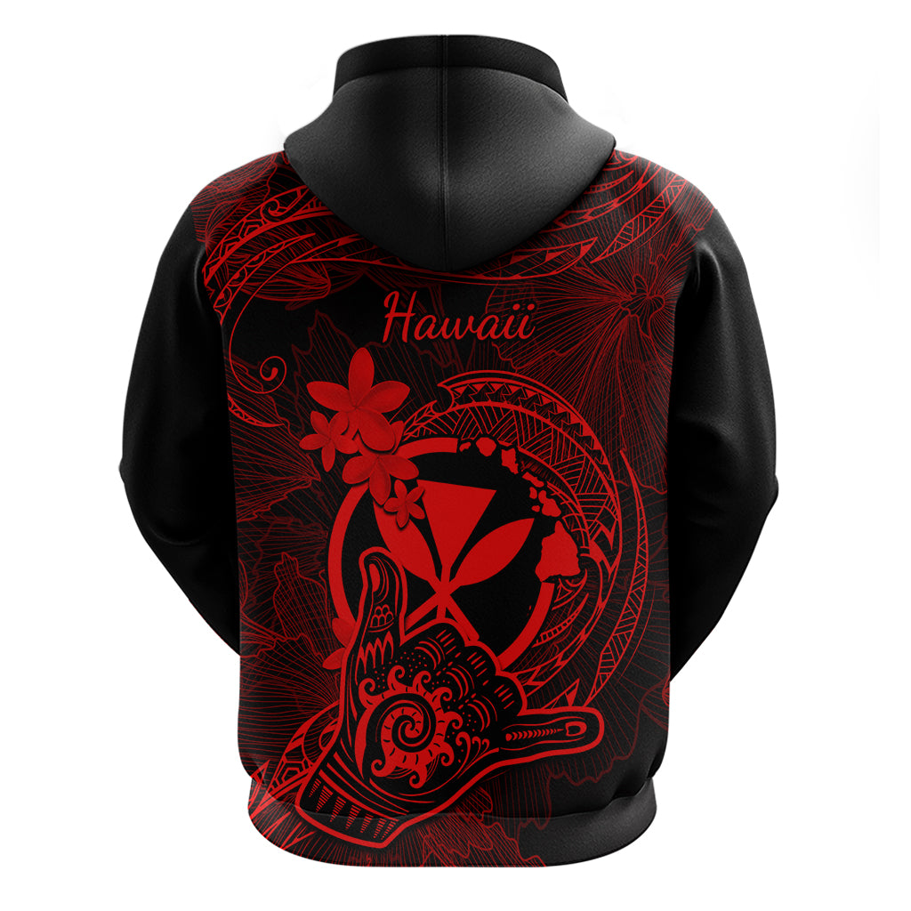 Hawaii Hoodie Shaka Tattoo Mix Polynesian Plumeria Red Version LT14 - Polynesian Pride