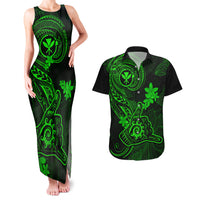 Hawaii Couples Matching Tank Maxi Dress and Hawaiian Shirt Shaka Tattoo Mix Polynesian Plumeria Green Version LT14 Green - Polynesian Pride