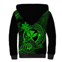 Hawaii Sherpa Hoodie Shaka Tattoo Mix Polynesian Plumeria Green Version LT14 - Polynesian Pride