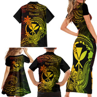 Hawaii Family Matching Short Sleeve Bodycon Dress and Hawaiian Shirt Hammerhead Shark Tattoo Mix Polynesian Plumeria Reggae Version LT14 - Polynesian Pride