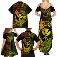 Hawaii Family Matching Summer Maxi Dress and Hawaiian Shirt Hammerhead Shark Tattoo Mix Polynesian Plumeria Reggae Version LT14 - Polynesian Pride