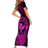 Hawaii Family Matching Short Sleeve Bodycon Dress and Hawaiian Shirt Hammerhead Shark Tattoo Mix Polynesian Plumeria Pink Version LT14 - Polynesian Pride