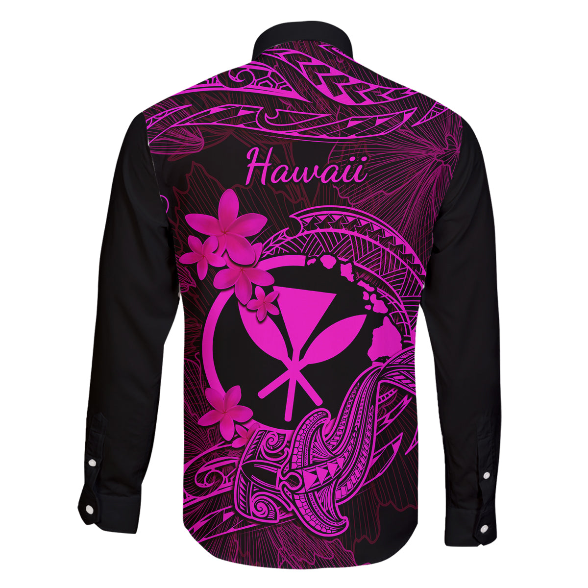 Hawaii Family Matching Summer Maxi Dress and Hawaiian Shirt Hammerhead Shark Tattoo Mix Polynesian Plumeria Pink Version LT14 - Polynesian Pride