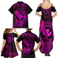 Hawaii Family Matching Summer Maxi Dress and Hawaiian Shirt Hammerhead Shark Tattoo Mix Polynesian Plumeria Pink Version LT14 - Polynesian Pride