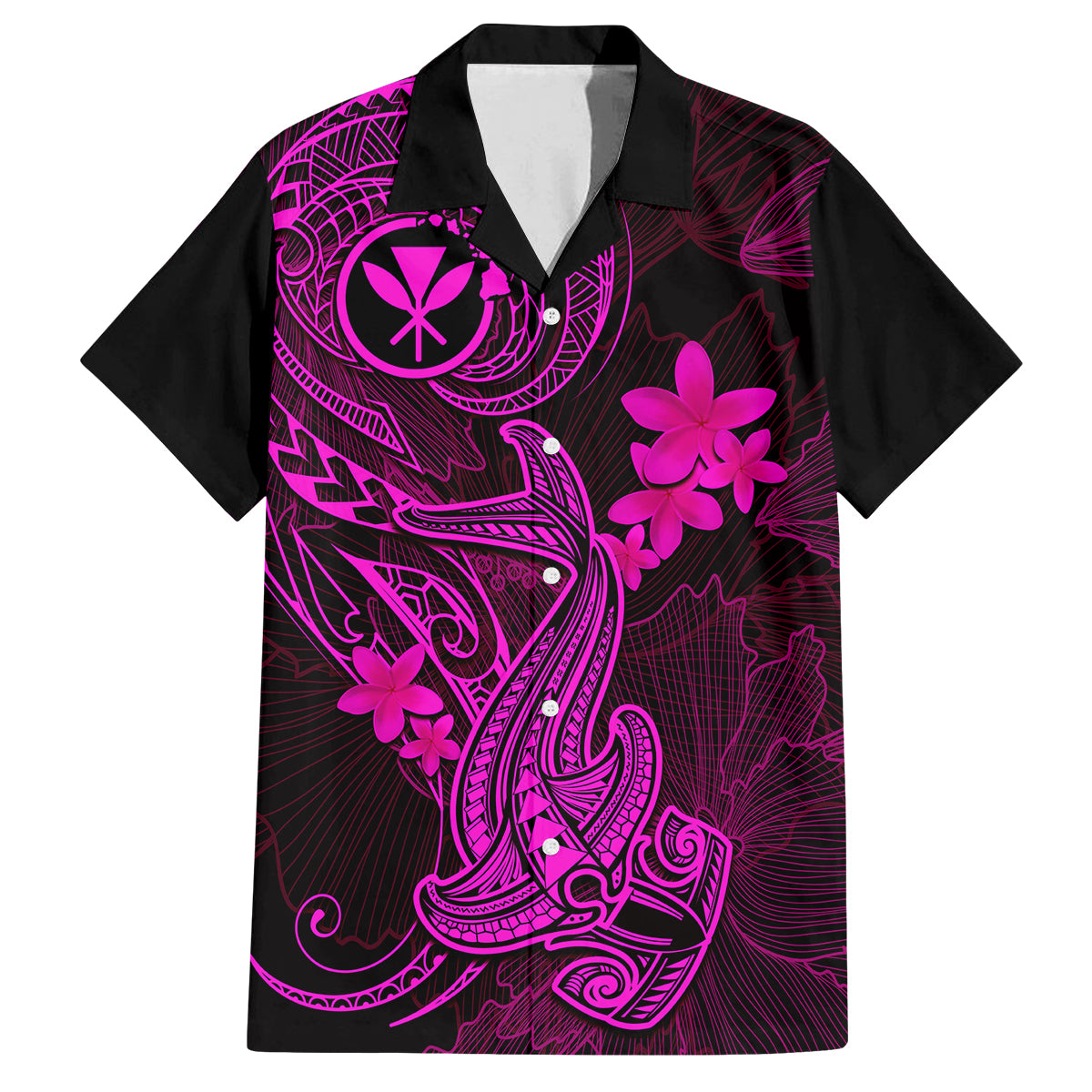 Hawaii Kid Hawaiian Shirt Hammerhead Shark Tattoo Mix Polynesian Plumeria Pink Version LT14 Kid Pink - Polynesian Pride