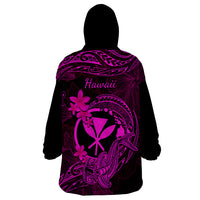 Hawaii Wearable Blanket Hoodie Hammerhead Shark Tattoo Mix Polynesian Plumeria Pink Version LT14 - Polynesian Pride