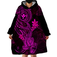 Hawaii Wearable Blanket Hoodie Hammerhead Shark Tattoo Mix Polynesian Plumeria Pink Version LT14 - Polynesian Pride