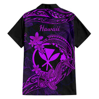 Hawaii Family Matching Long Sleeve Bodycon Dress and Hawaiian Shirt Hammerhead Shark Tattoo Mix Polynesian Plumeria Purple Version LT14 - Polynesian Pride