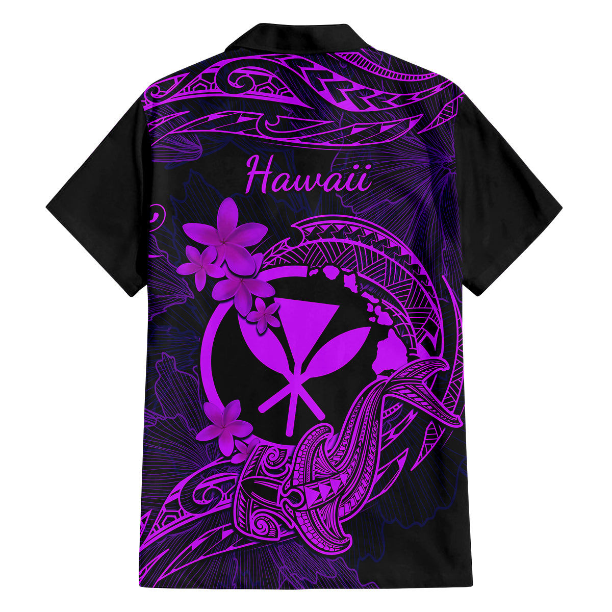 Hawaii Family Matching Off Shoulder Maxi Dress and Hawaiian Shirt Hammerhead Shark Tattoo Mix Polynesian Plumeria Purple Version LT14 - Polynesian Pride