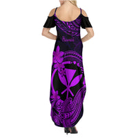 Hawaii Family Matching Summer Maxi Dress and Hawaiian Shirt Hammerhead Shark Tattoo Mix Polynesian Plumeria Purple Version LT14 - Polynesian Pride