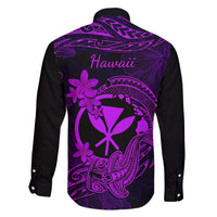 Hawaii Family Matching Tank Maxi Dress and Hawaiian Shirt Hammerhead Shark Tattoo Mix Polynesian Plumeria Purple Version LT14 - Polynesian Pride