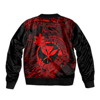 Hawaii Bomber Jacket Hammerhead Shark Tattoo Mix Polynesian Plumeria Red Version LT14 - Polynesian Pride