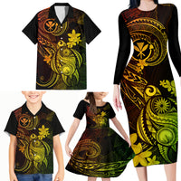Hawaii Family Matching Long Sleeve Bodycon Dress and Hawaiian Shirt Turtle Mix Polynesian Plumeria Reggae Version LT14 - Polynesian Pride