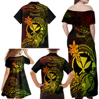 Hawaii Family Matching Off Shoulder Long Sleeve Dress and Hawaiian Shirt Turtle Mix Polynesian Plumeria Reggae Version LT14 - Polynesian Pride
