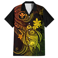 Hawaii Family Matching Off Shoulder Short Dress and Hawaiian Shirt Turtle Mix Polynesian Plumeria Reggae Version LT14 Dad's Shirt - Short Sleeve Reggae - Polynesian Pride