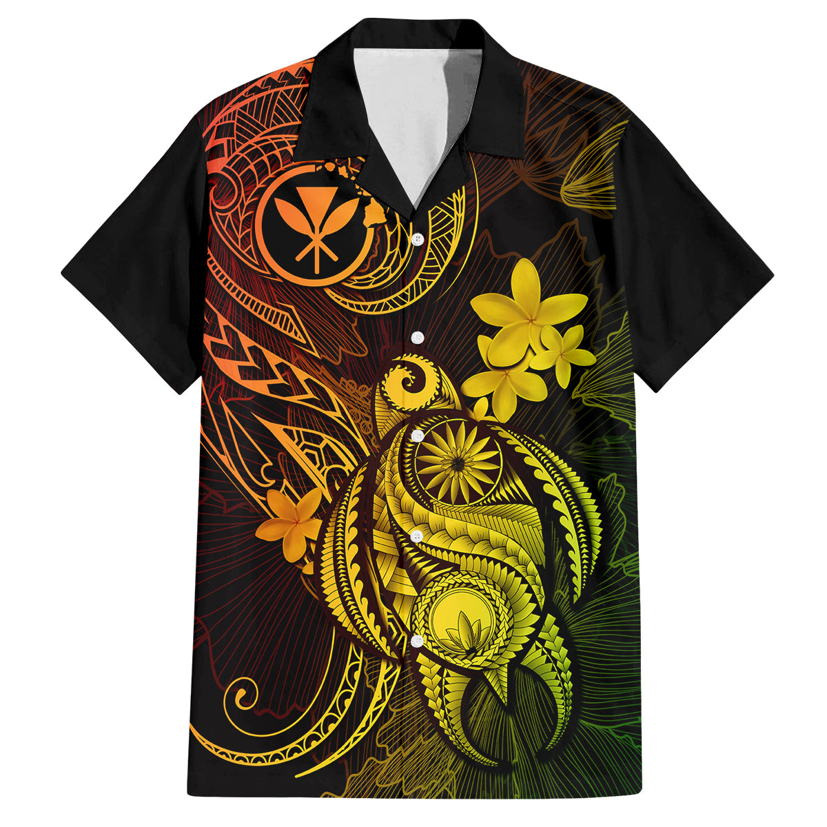 Hawaii Family Matching Short Sleeve Bodycon Dress and Hawaiian Shirt Turtle Mix Polynesian Plumeria Reggae Version LT14 Dad's Shirt - Short Sleeve Reggae - Polynesian Pride