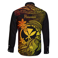 Hawaii Family Matching Short Sleeve Bodycon Dress and Hawaiian Shirt Turtle Mix Polynesian Plumeria Reggae Version LT14 - Polynesian Pride