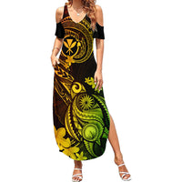 Hawaii Family Matching Summer Maxi Dress and Hawaiian Shirt Turtle Mix Polynesian Plumeria Reggae Version LT14 Daughter's Dress Reggae - Polynesian Pride