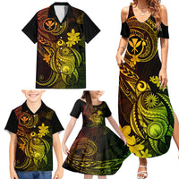Hawaii Family Matching Summer Maxi Dress and Hawaiian Shirt Turtle Mix Polynesian Plumeria Reggae Version LT14 - Polynesian Pride