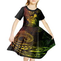Hawaii Kid Short Sleeve Dress Turtle Mix Polynesian Plumeria Reggae Version LT14 - Polynesian Pride