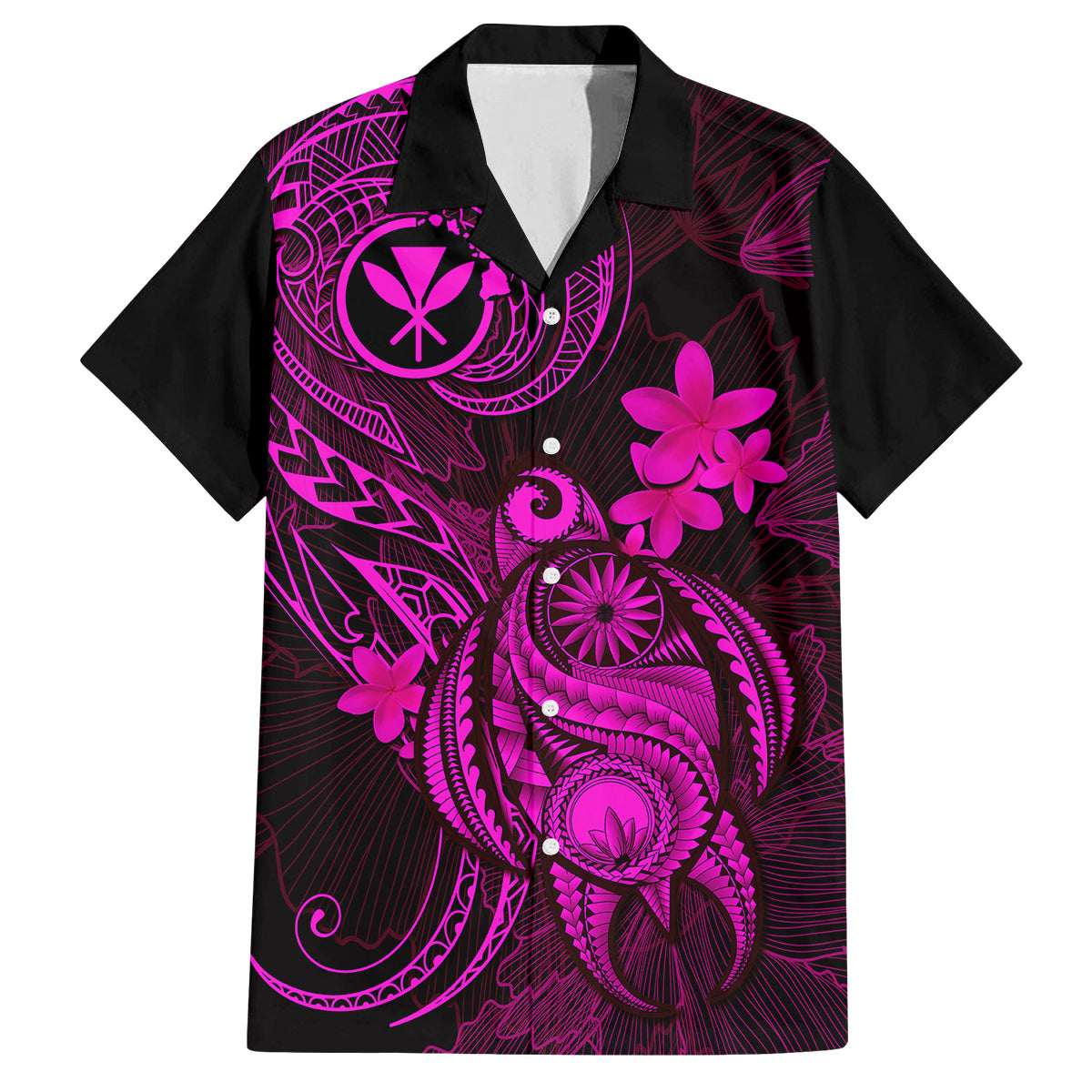 Hawaii Family Matching Off Shoulder Maxi Dress and Hawaiian Shirt Turtle Mix Polynesian Plumeria Pink Version LT14 Dad's Shirt - Short Sleeve Pink - Polynesian Pride