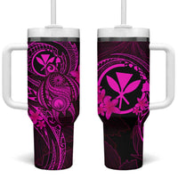 Hawaii Tumbler With Handle Turtle Mix Polynesian Plumeria Pink Version LT14 One Size: 40 oz Pink - Polynesian Pride