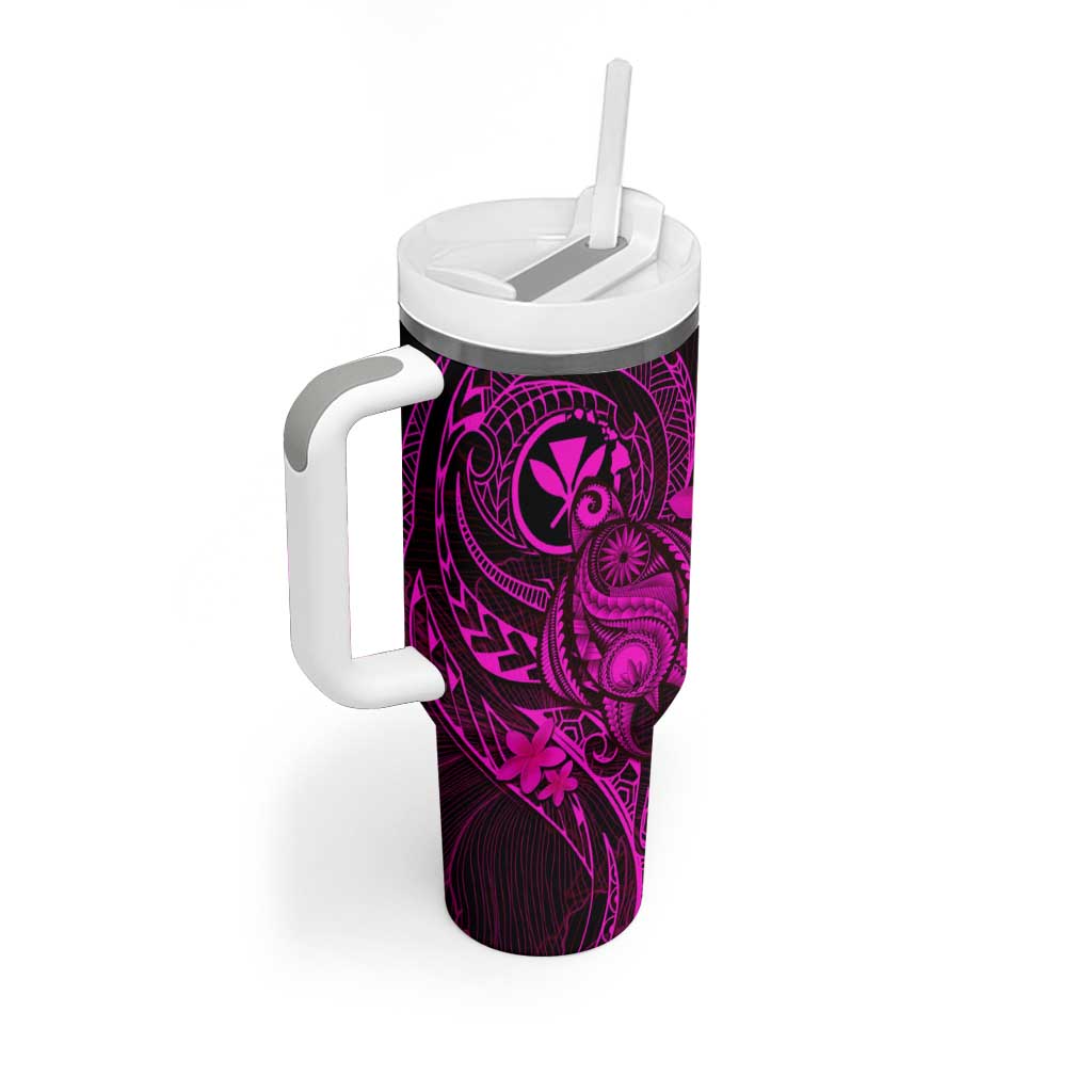 Hawaii Tumbler With Handle Turtle Mix Polynesian Plumeria Pink Version LT14 - Polynesian Pride